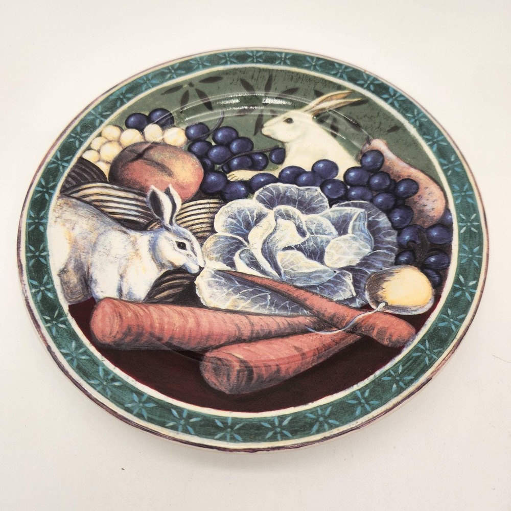 Two Block Br'er‎ Rabbit Salad Plates Discontinued Collectable Bunnies Vegetables